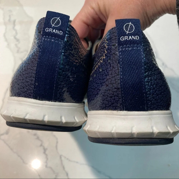 COLE HAAN Sz 10.5 B Zero Grand Blue Patent Leather Lace Up Shoes - Picture 4 of 10